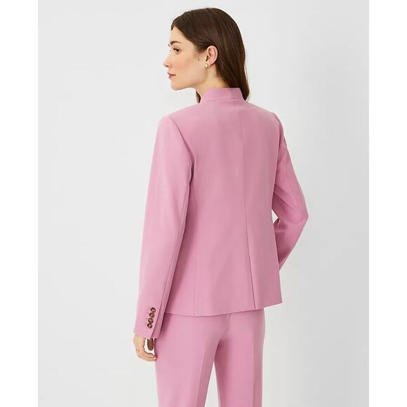 Ann Taylor Cut away blazer bi stretch suiting collection pink blazer sz 6 - Picture 2 of 9